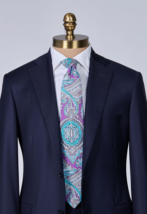 Paul Stuart Silk Twill Paisley Print Lavender | NZ_PAUL85747