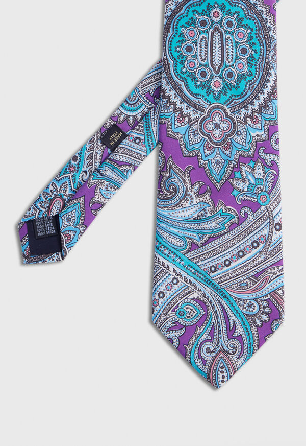 Paul Stuart Silk Twill Paisley Print Lavender | NZ_PAUL85747