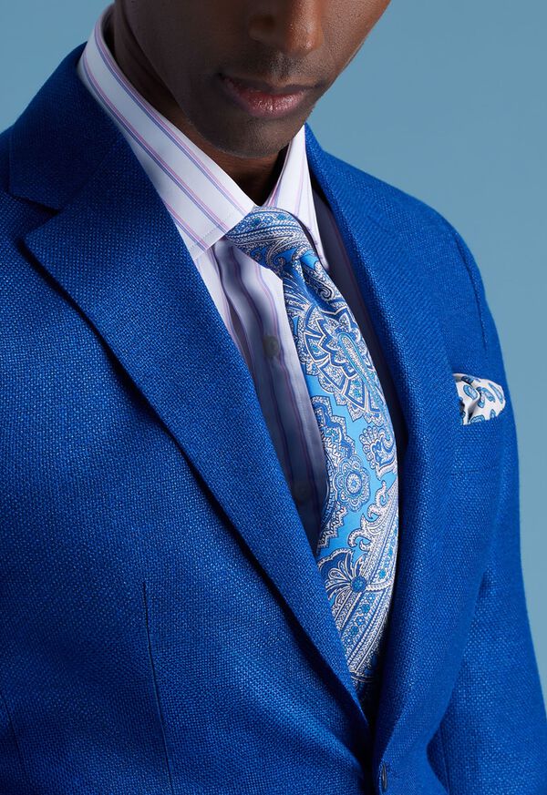 Paul Stuart Silk Twill Paisley Print Light Blue | NZ_PAUL49939