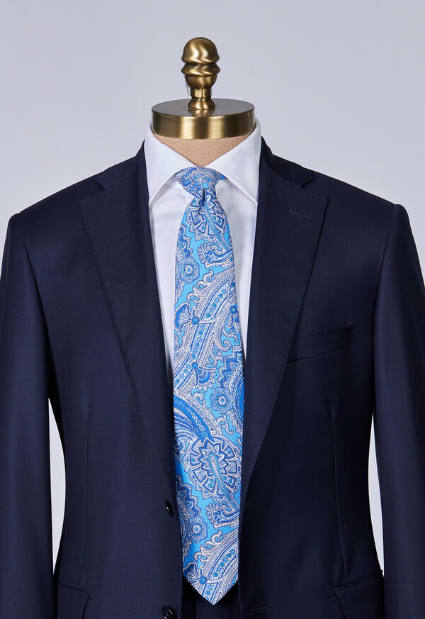 Paul Stuart Silk Twill Paisley Print Light Blue | NZ_PAUL49939