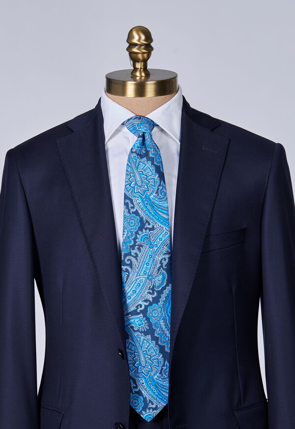 Paul Stuart Silk Twill Paisley Print Royal Blue | NZ_PAUL58449