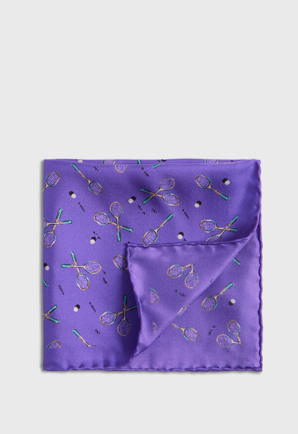 Paul Stuart Silk Twill Tennis Racket Print Purple | NZ_PAUL48871