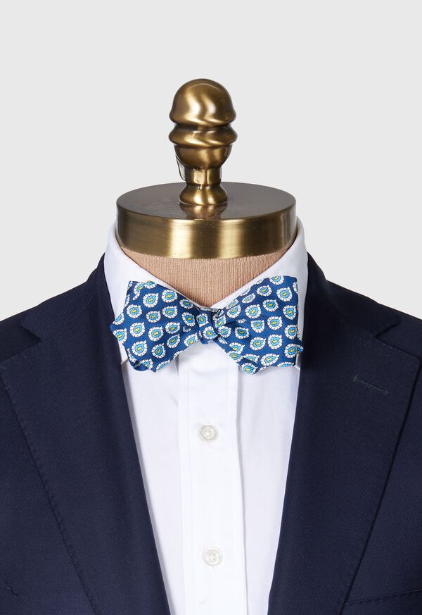 Paul Stuart Silk Twill Tossed Paisley Bow Blue | NZ_PAUL10426