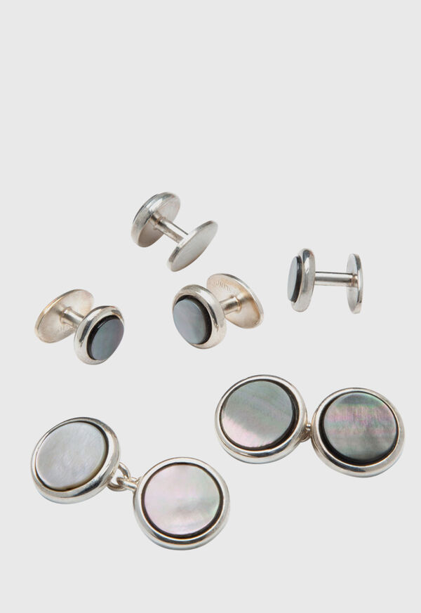Paul Stuart Silver & Mother of Pearl Stud Set Silver | NZ_PAUL64398