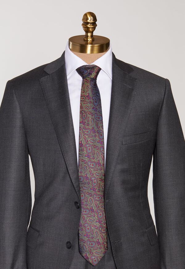 Paul Stuart Small Jacquard Paisley Olive | NZ_PAUL67686