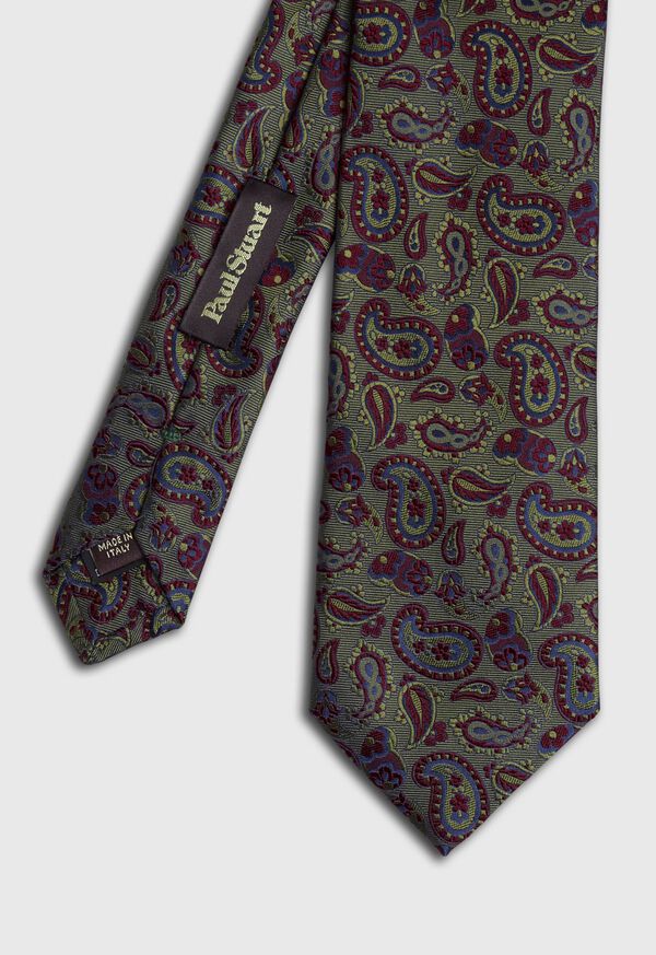 Paul Stuart Small Jacquard Paisley Olive | NZ_PAUL67686