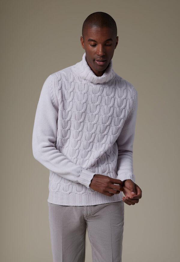 Paul Stuart Soft Cashmere Links Turtleneck White | NZ_PAUL88124