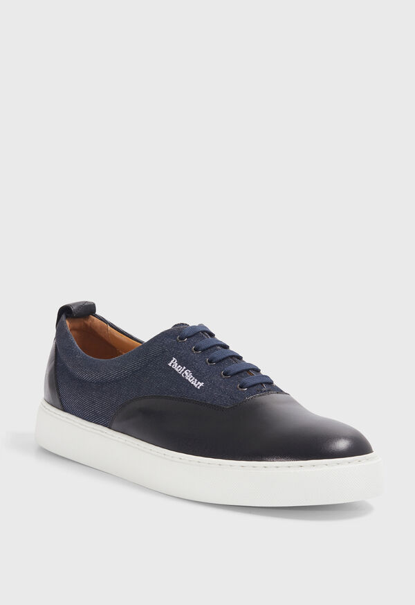 Paul Stuart Star Leather and Denim Navy / Black | NZ_PAUL82061