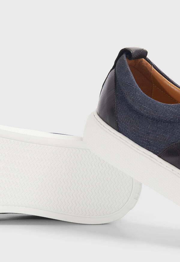 Paul Stuart Star Leather and Denim Navy / Black | NZ_PAUL82061