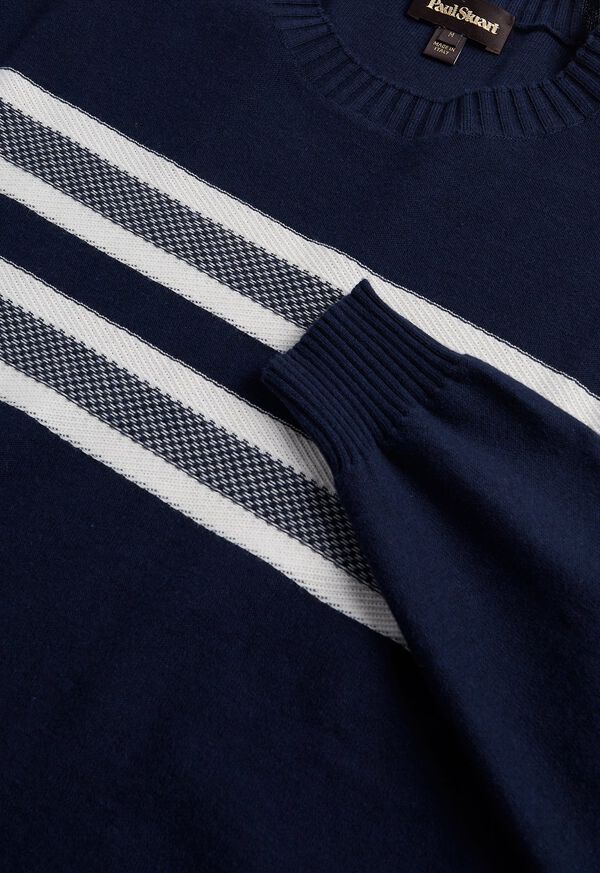 Paul Stuart Stripe Crewneck Navy | NZ_PAUL23251