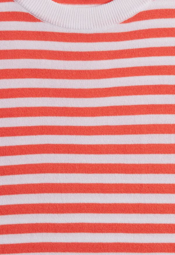 Paul Stuart Stripe Knit Short Sleeve Crewneck Red / White | NZ_PAUL10892