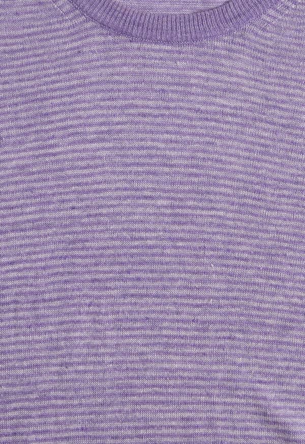 Paul Stuart Striped Short Sleeve Linen Crewneck Lavender | NZ_PAUL62400