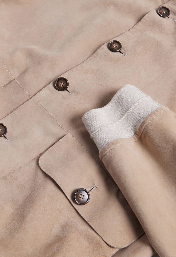 Paul Stuart Suede Button Front Blouson Jacket Brown | NZ_PAUL92940