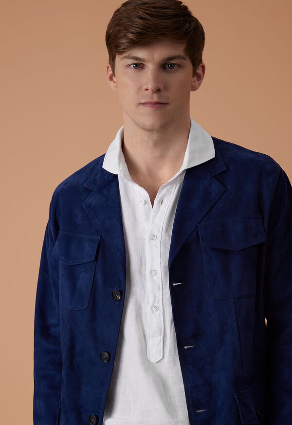 Paul Stuart Suede Field Jacket Navy | NZ_PAUL35997