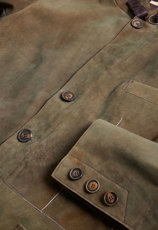 Paul Stuart Suede Raw Edge Jacket Olive | NZ_PAUL56021