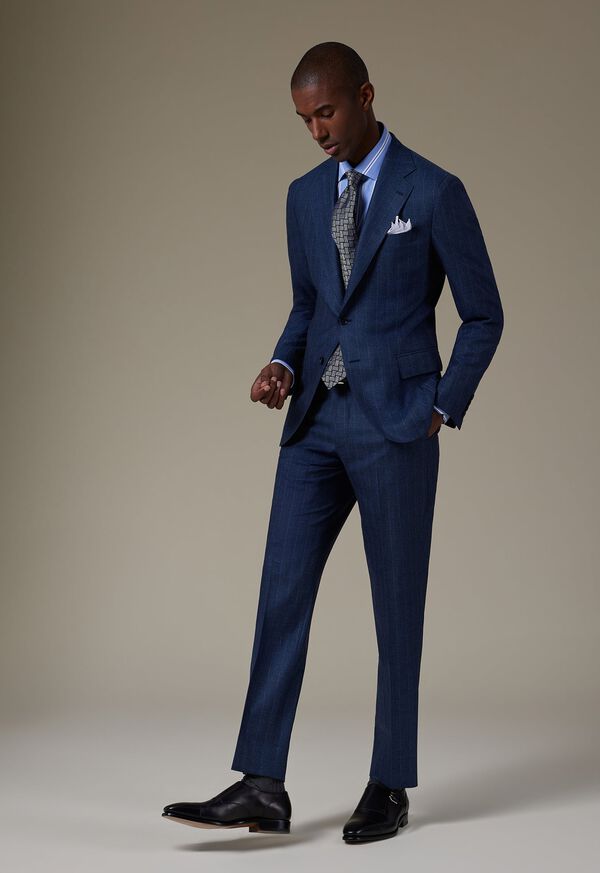 Paul Stuart Super 120s Wool Stripe Suit Blue | NZ_PAUL24292