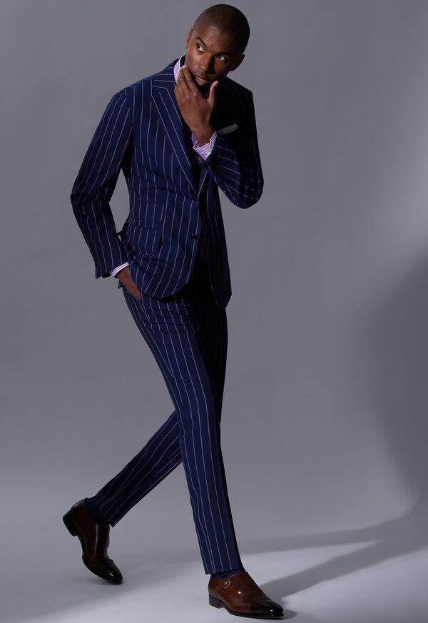 Paul Stuart Super 130s Stripe Blue | NZ_PAUL58622