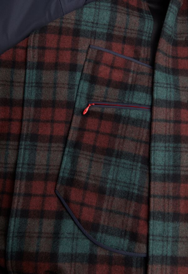 Paul Stuart Tartan Plaid Wool Hooded Olive / Multicolor | NZ_PAUL10331