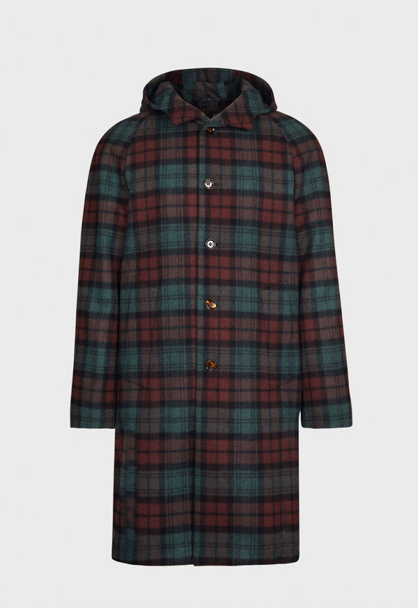 Paul Stuart Tartan Plaid Wool Hooded Olive / Multicolor | NZ_PAUL10331
