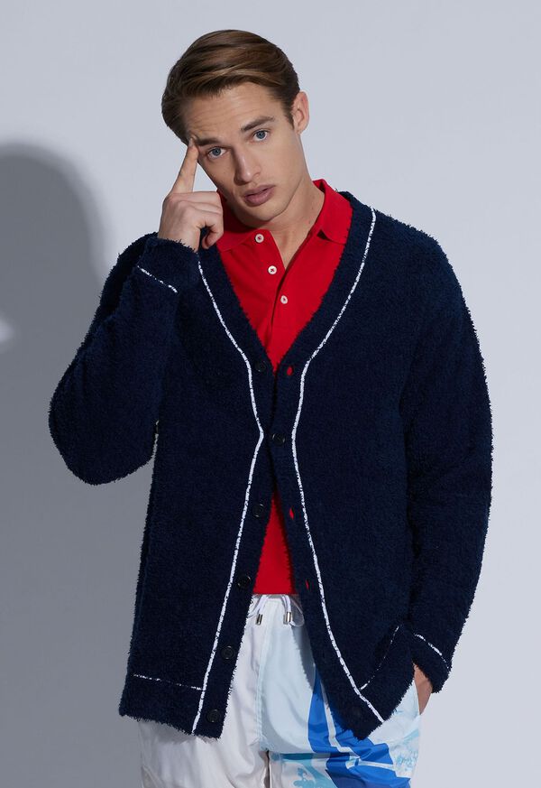 Paul Stuart Terry Cloth Cardigan Navy | NZ_PAUL24933