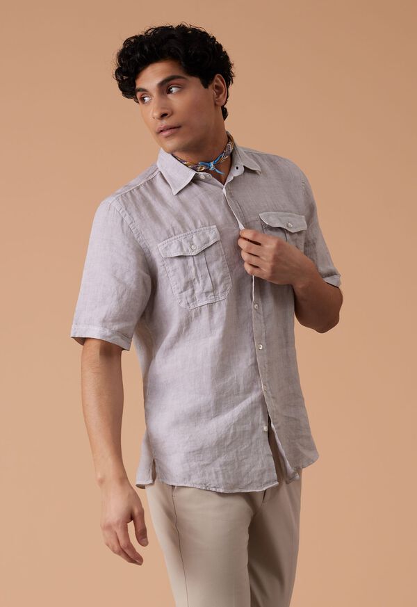 Paul Stuart Washed Linen Military Style Grey | NZ_PAUL12056