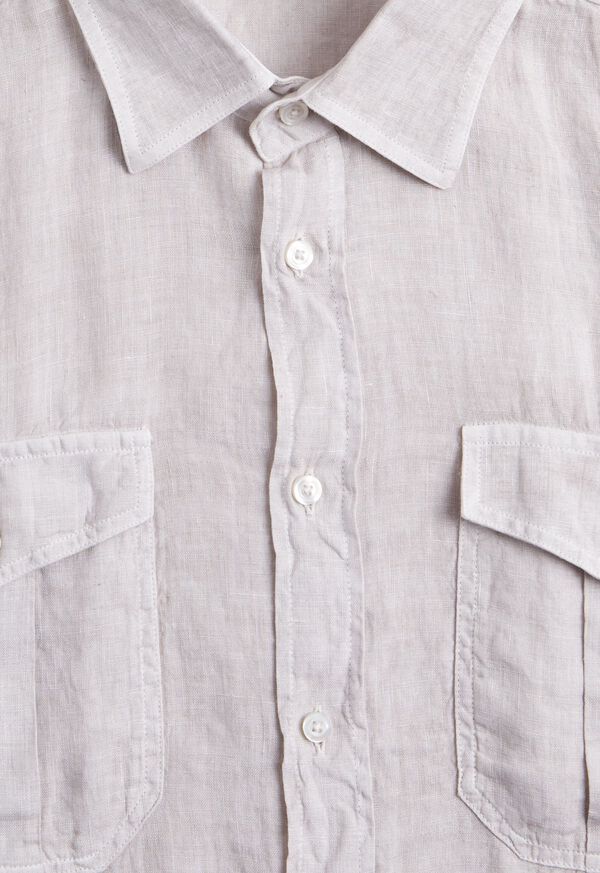 Paul Stuart Washed Linen Military Style Grey | NZ_PAUL12056