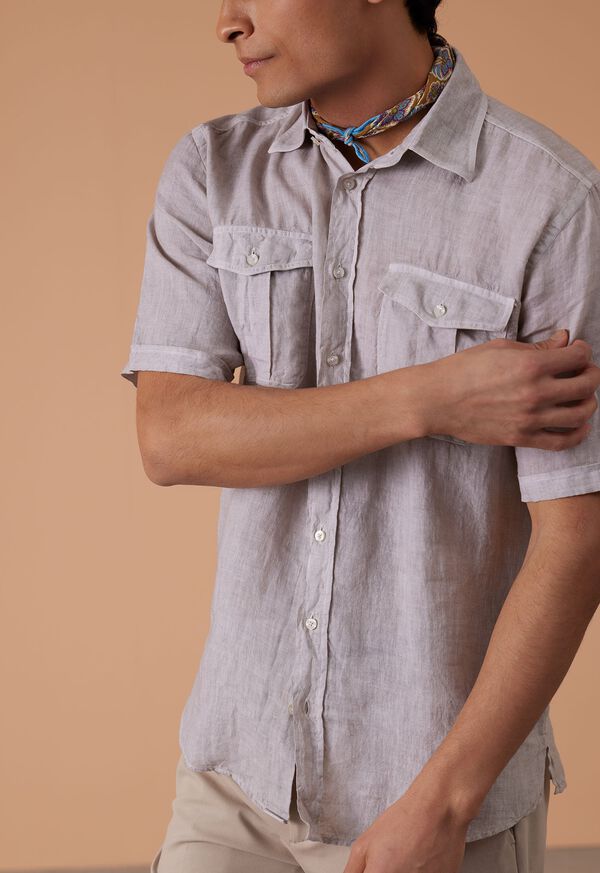 Paul Stuart Washed Linen Military Style Grey | NZ_PAUL12056