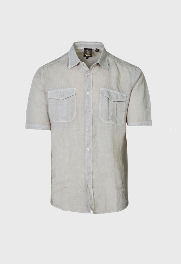 Paul Stuart Washed Linen Military Style Grey | NZ_PAUL12056