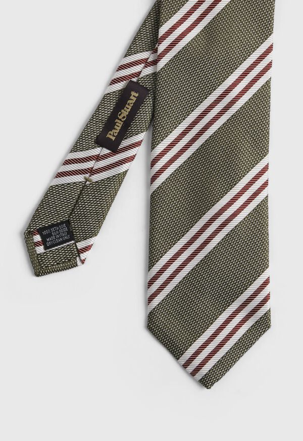 Paul Stuart Wide Textured Stripe Olive | NZ_PAUL70994