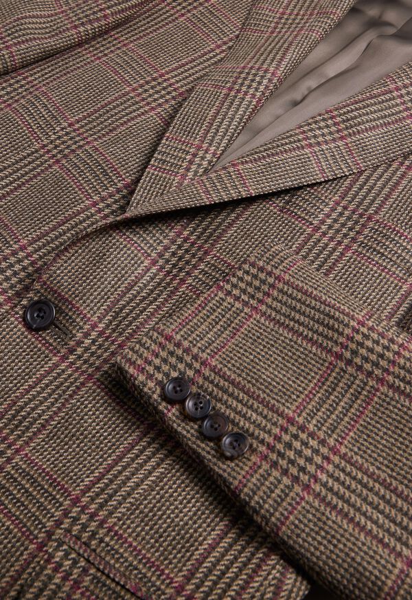 Paul Stuart Wool Cashmere Plaid Paul Olive / Red | NZ_PAUL59306