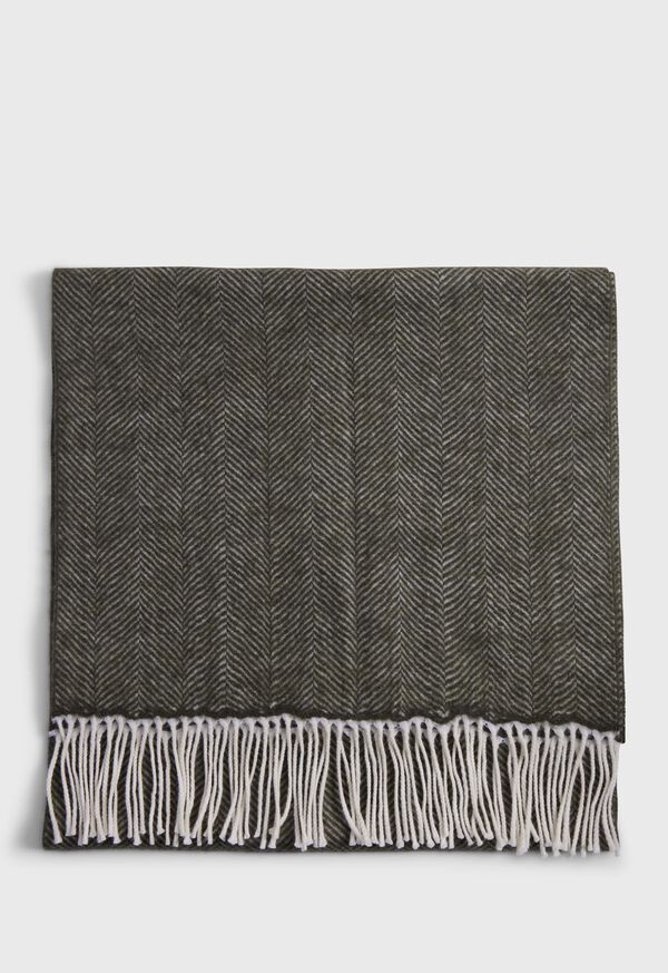 Paul Stuart Wool Chevron Scarf Olive | NZ_PAUL69527