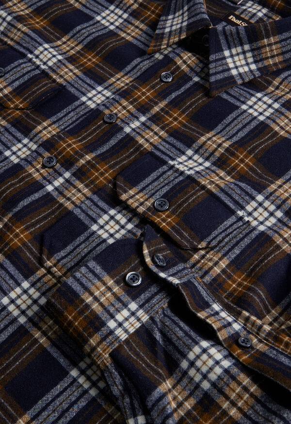 Paul Stuart Wool Plaid Overshirt Black | NZ_PAUL10567