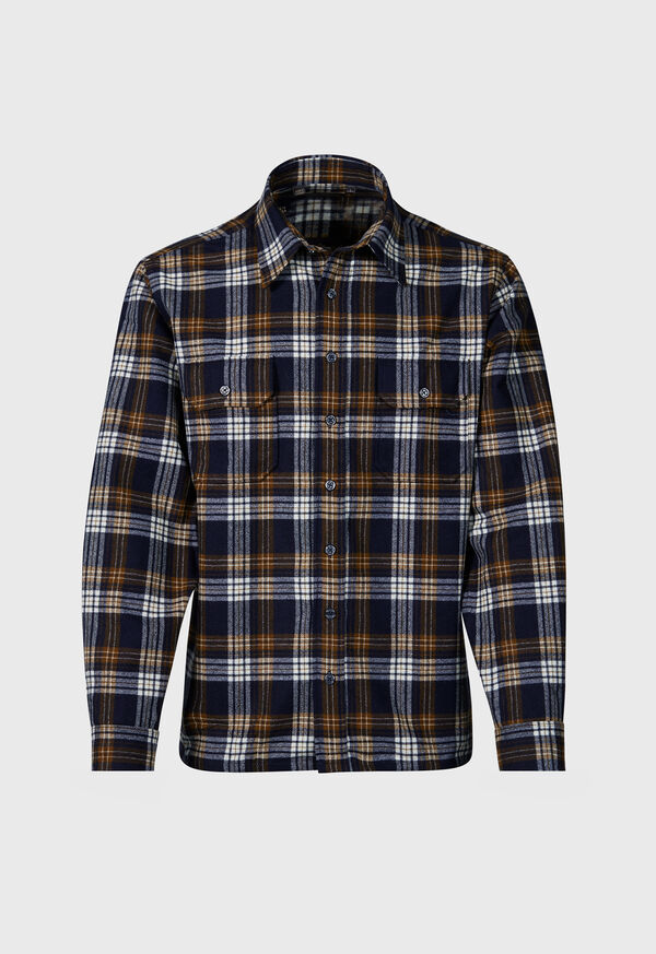 Paul Stuart Wool Plaid Overshirt Black | NZ_PAUL10567