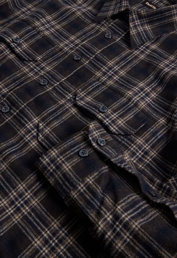 Paul Stuart Wool Plaid Overshirt Brown | NZ_PAUL79531