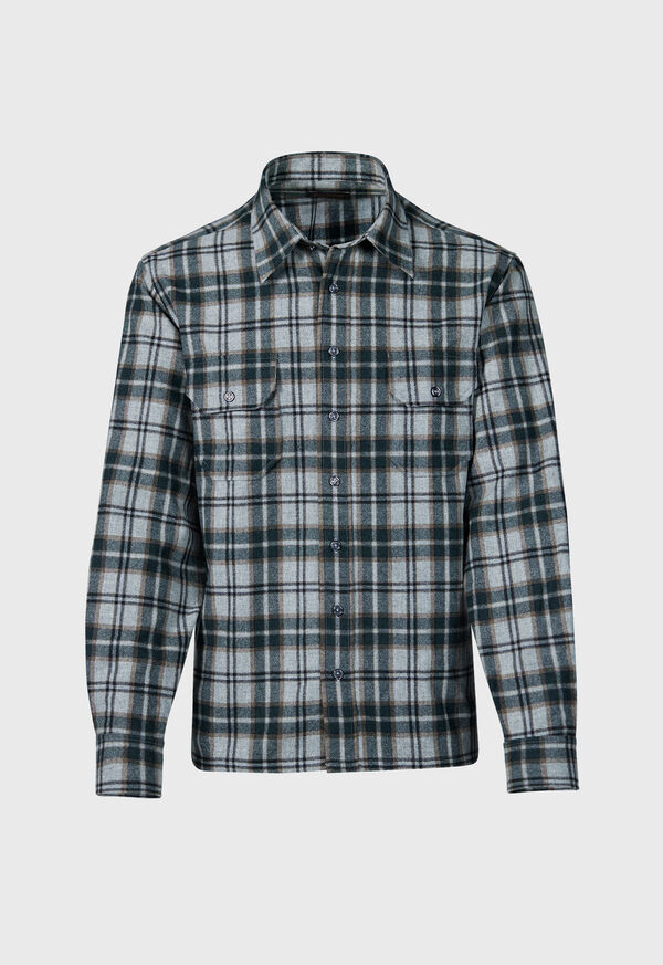 Paul Stuart Wool Plaid Overshirt Grey | NZ_PAUL95810