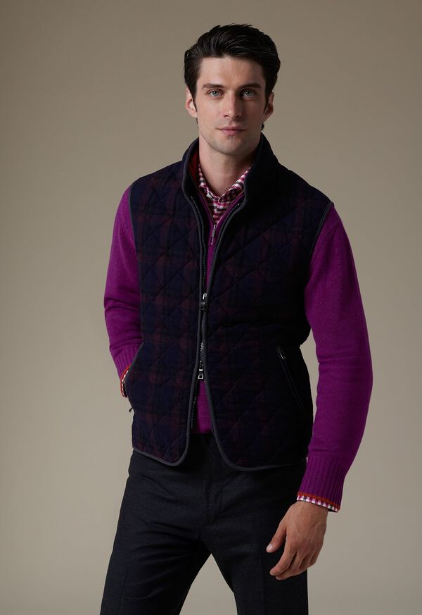 Paul Stuart Wool Plaid Quilted Navy / Burgundy | NZ_PAUL88471