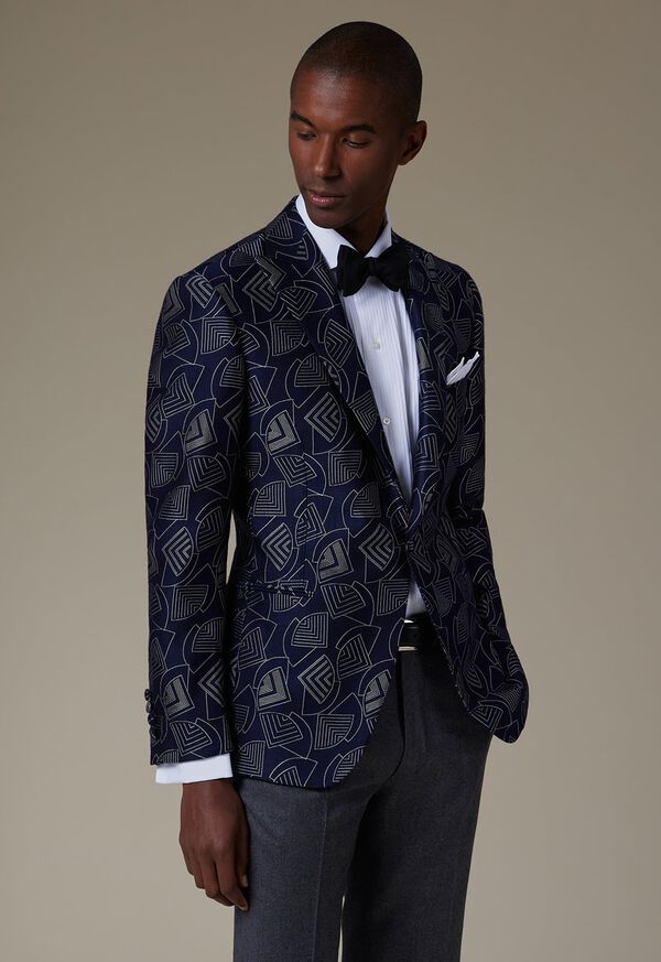 Paul Stuart Wool Silk Deco Dinner Navy | NZ_PAUL22997
