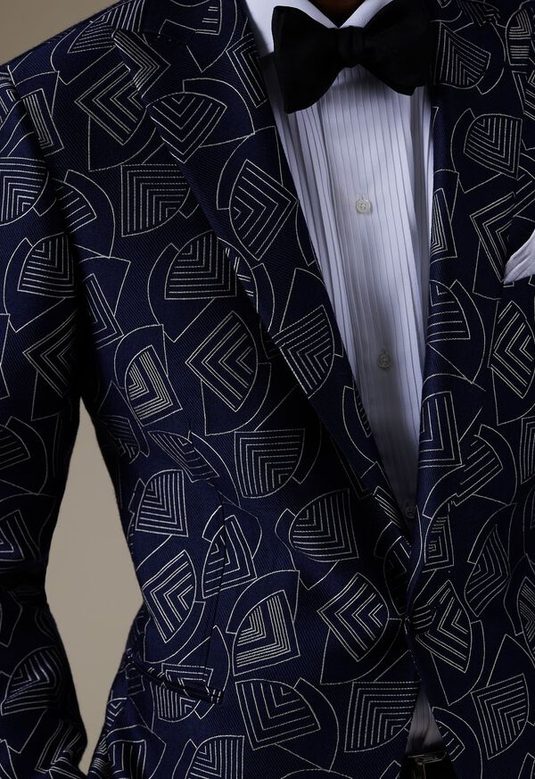 Paul Stuart Wool Silk Deco Dinner Navy | NZ_PAUL22997