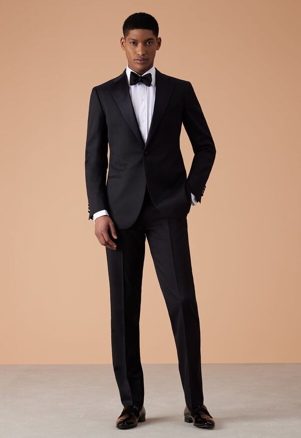 Paul Stuart Wool Tuxedo with Satin Notch Lapel Black | NZ_PAUL33566