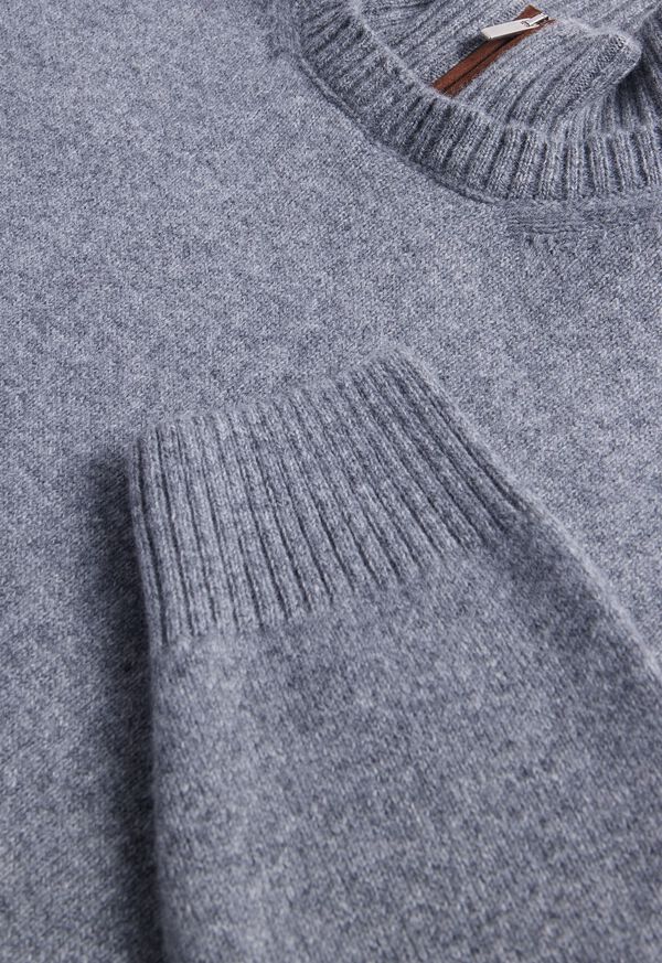 Paul Stuart Wool & Cashmere Mock Neck Zip Grey | NZ_PAUL87482