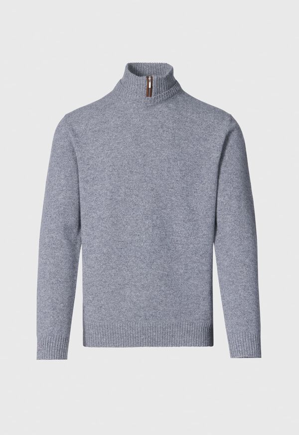 Paul Stuart Wool & Cashmere Mock Neck Zip Grey | NZ_PAUL87482