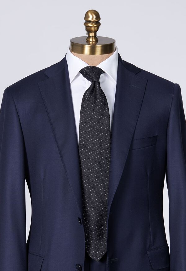 Paul Stuart Woven Silk Micro Pattern Black | NZ_PAUL46386