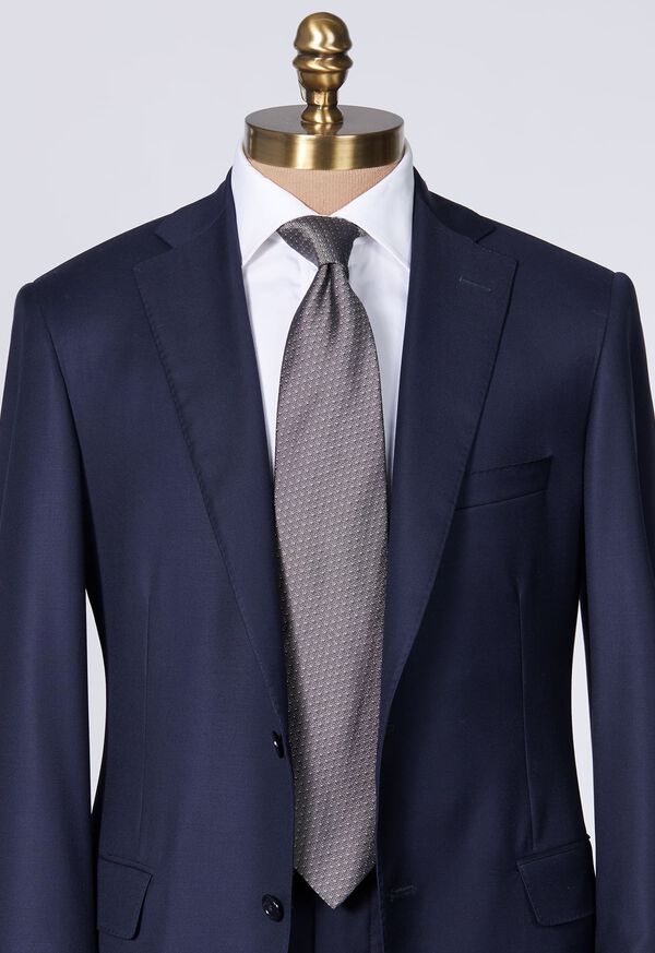 Paul Stuart Woven Silk Micro Pattern Silver | NZ_PAUL38198