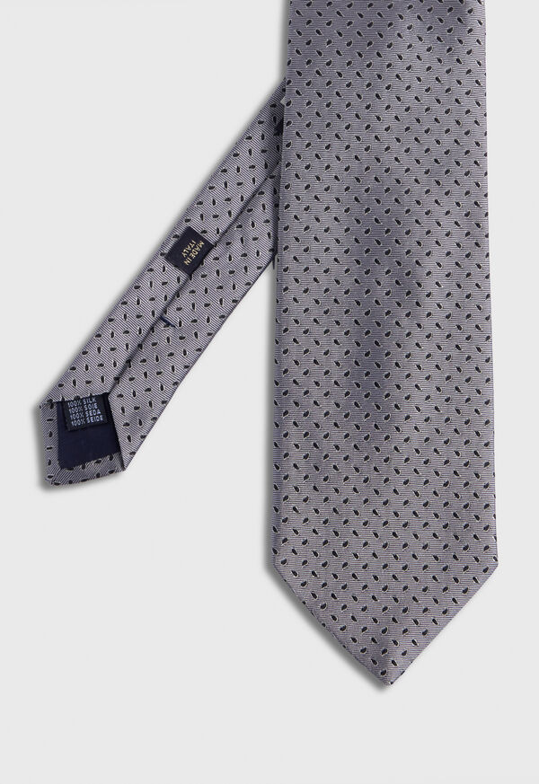 Paul Stuart Woven Silk Micro Pine Motiff Silver | NZ_PAUL77022