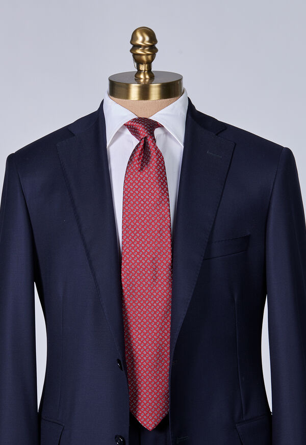 Paul Stuart Woven Silk Micro Pine Motiff Red | NZ_PAUL16907