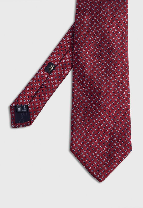 Paul Stuart Woven Silk Micro Pine Motiff Red | NZ_PAUL16907