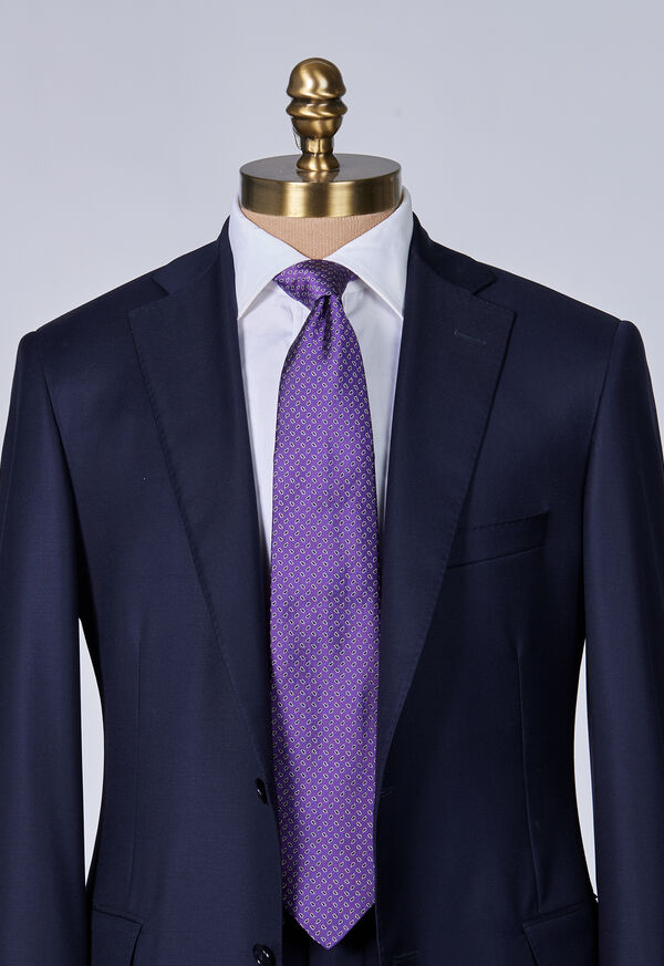 Paul Stuart Woven Silk Micro Pine Motiff Purple | NZ_PAUL51403