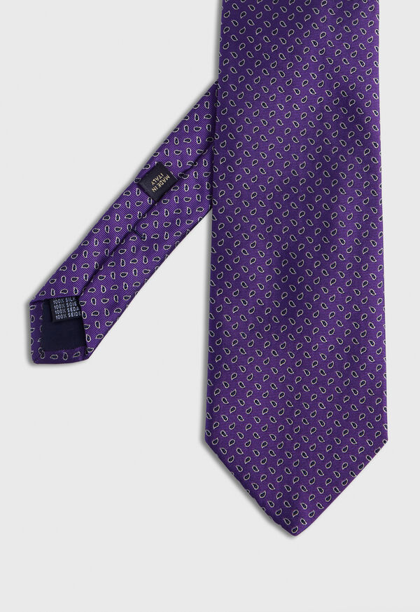 Paul Stuart Woven Silk Micro Pine Motiff Purple | NZ_PAUL51403