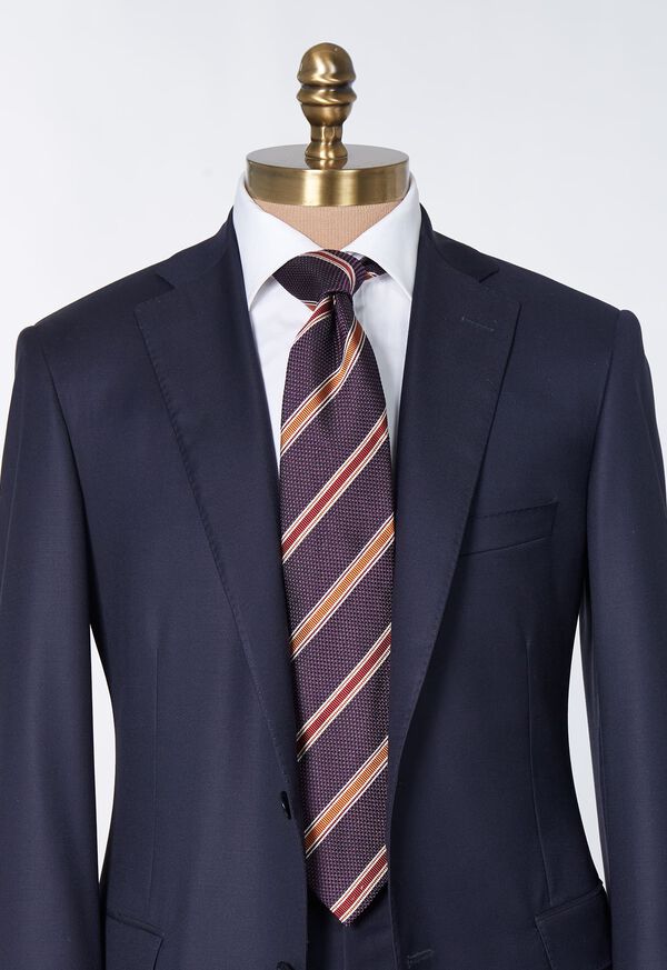 Paul Stuart Woven Silk Textured Stripe Purple | NZ_PAUL85043