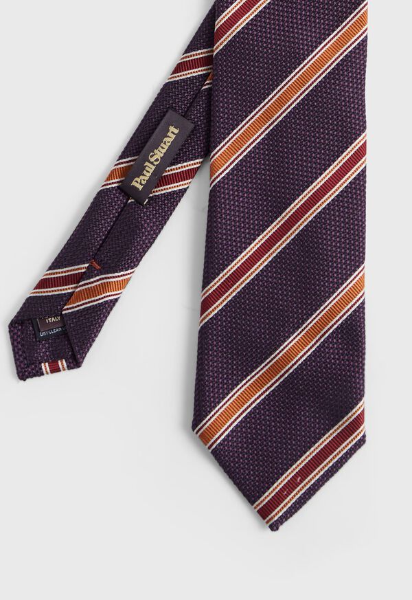 Paul Stuart Woven Silk Textured Stripe Purple | NZ_PAUL85043